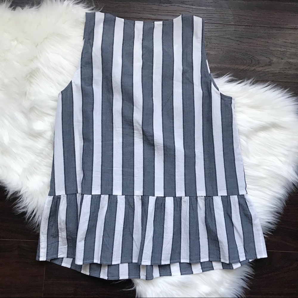 LOFT Striped Tank Top Split Neck Sz Small - Picture 5 of 6